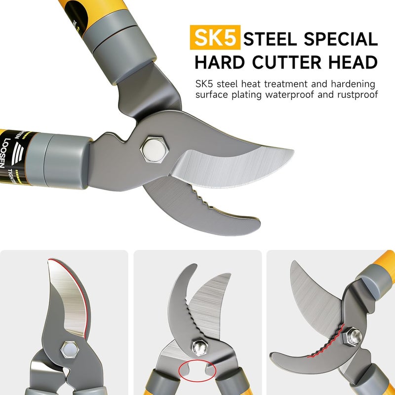 AIRAJ 16-24'' Extendable Loppers for Tree Trimming | Branch Cutter with 1.5“ Cutting Capacity | Loppers for Gardening | Garden Shears - Image 5